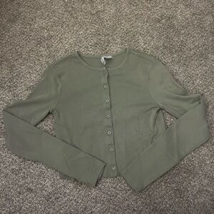 Olive Green Button-Up Crop top